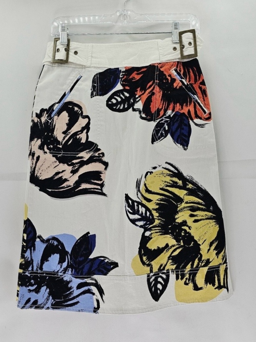Anthropologie Maeve Denim Floral Skirt - 8